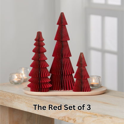 Honeycomb trees, vintage folding paper, Christmas