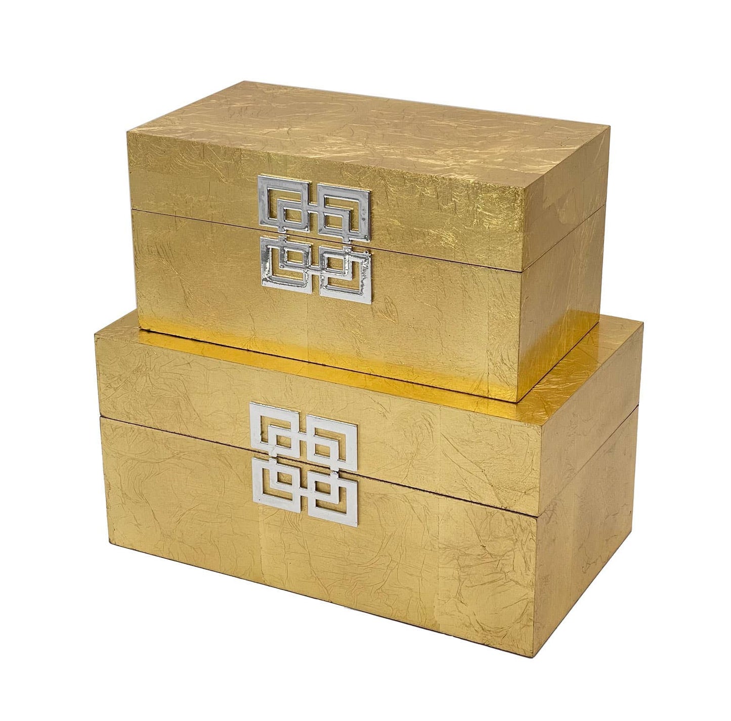 Storage Home Decor Wood Keepsake Box Gift Box Set of 2: Golden