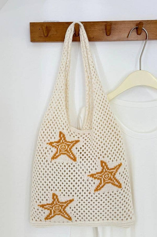 Ocean Theme Crochet Tote Beach Bag: Starfish