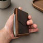 Leather Cash Wallet, Hand Stitched Minimalist Wallet: Cognac