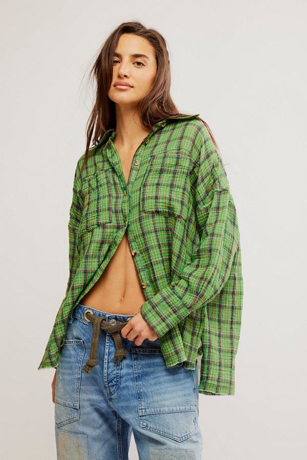 Cardiff Plaid Button Down Top