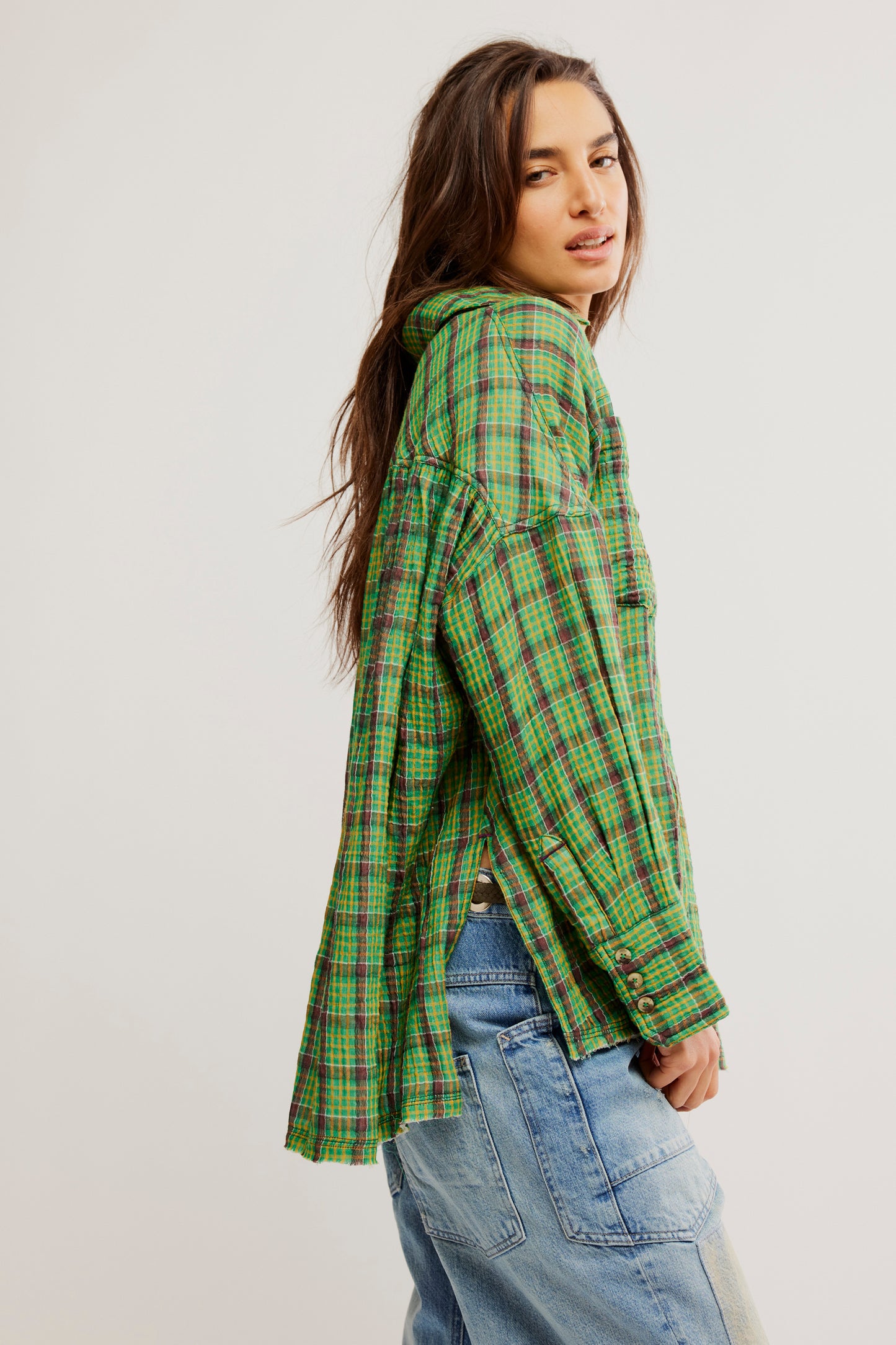 Cardiff Plaid Button Down Top