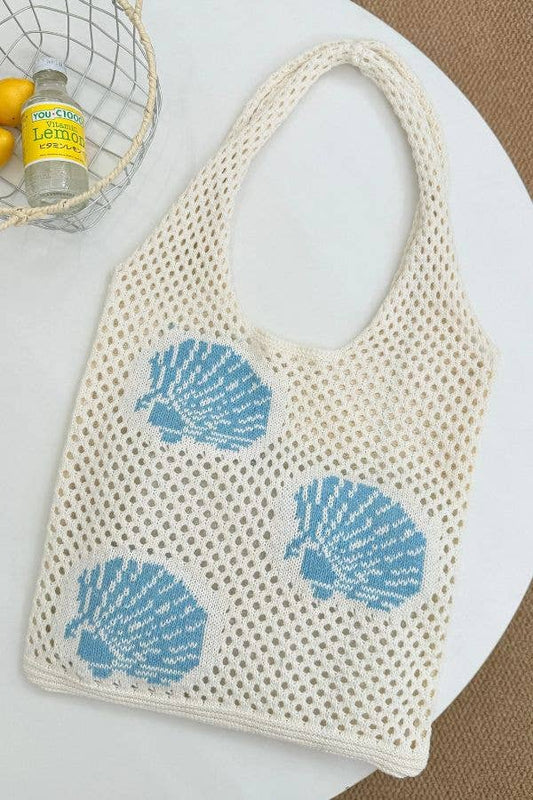 Ocean Theme Crochet Tote Beach Bag: Seashell