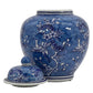 Classic  Floral Ceramic Ginger Jar 10": White & Light Blue