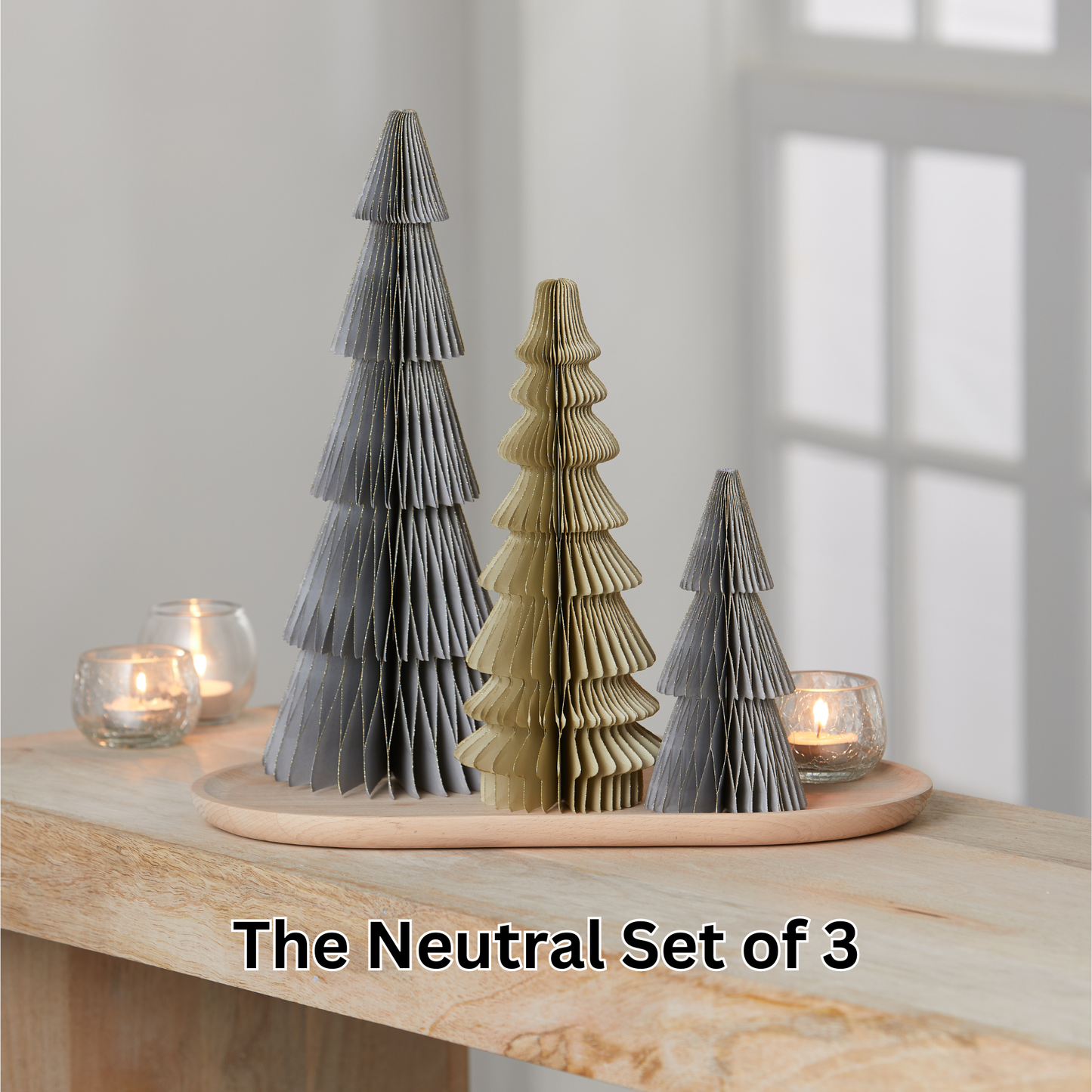 Honeycomb trees, vintage folding paper, Christmas