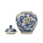 Classic  Floral Ceramic Ginger Jar 10": White & Light Blue