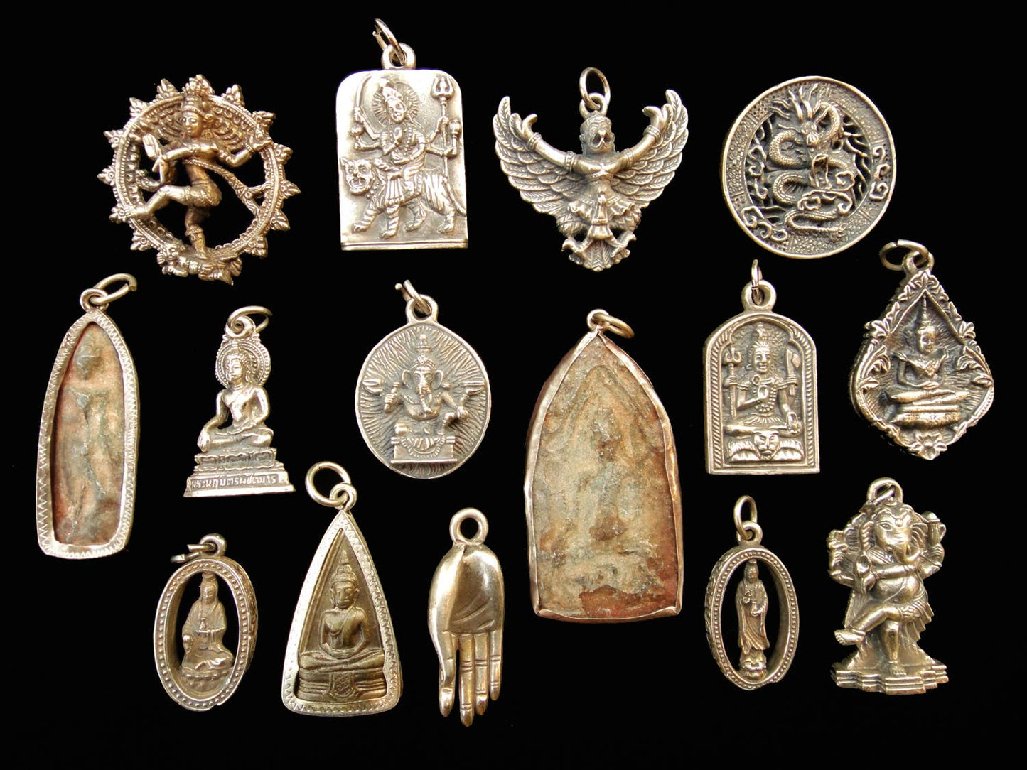 Brass Deity Pendants - 10 pc Assortment