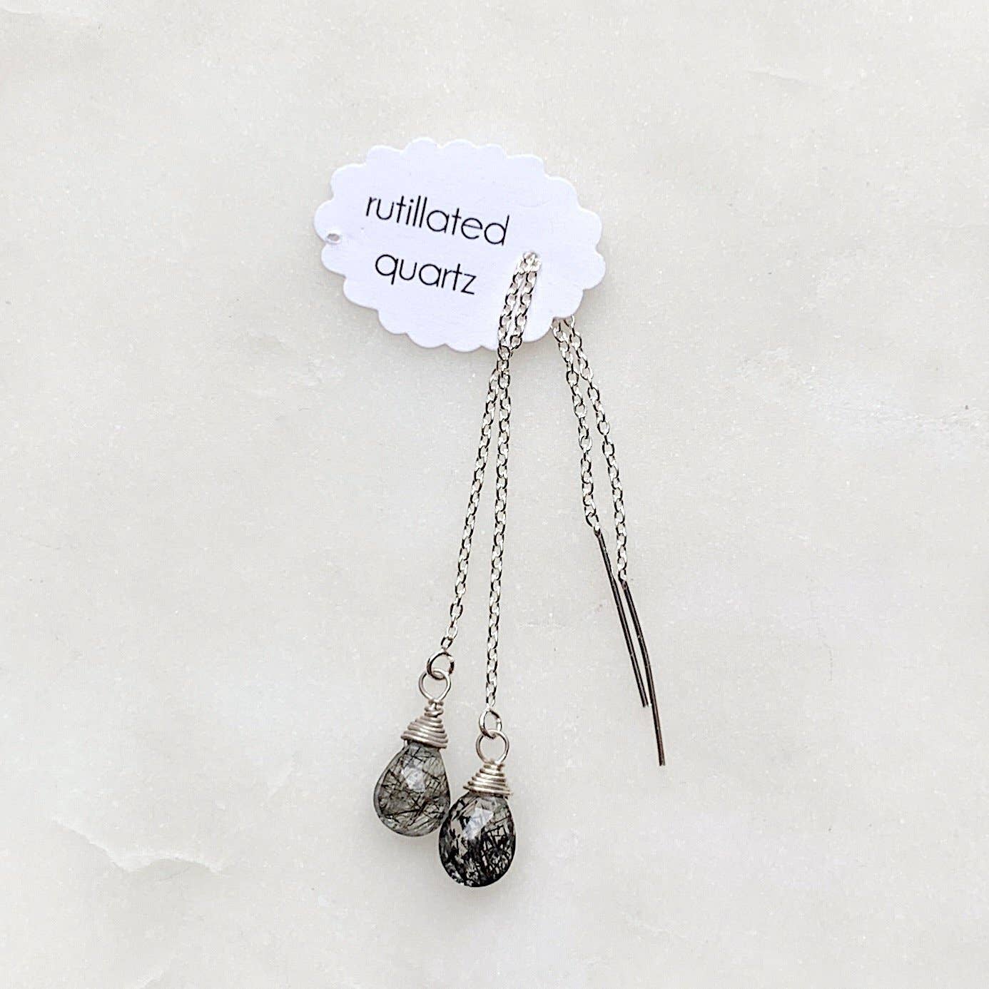 Whisper threaded earrings: Moonstone / Sterling silver
