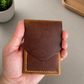 Leather Cash Wallet, Hand Stitched Minimalist Wallet: Brown