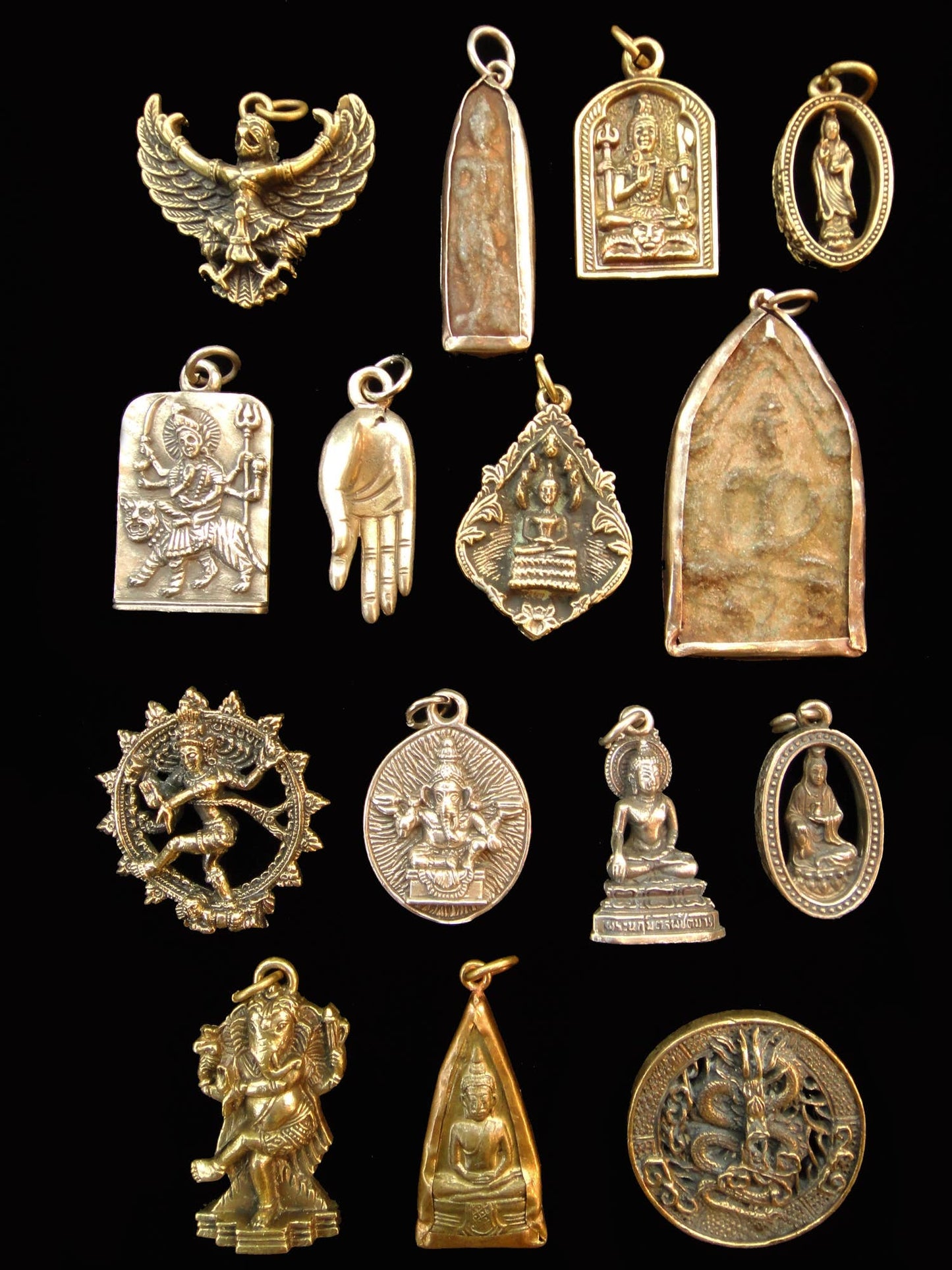 Brass Deity Pendants - 10 pc Assortment