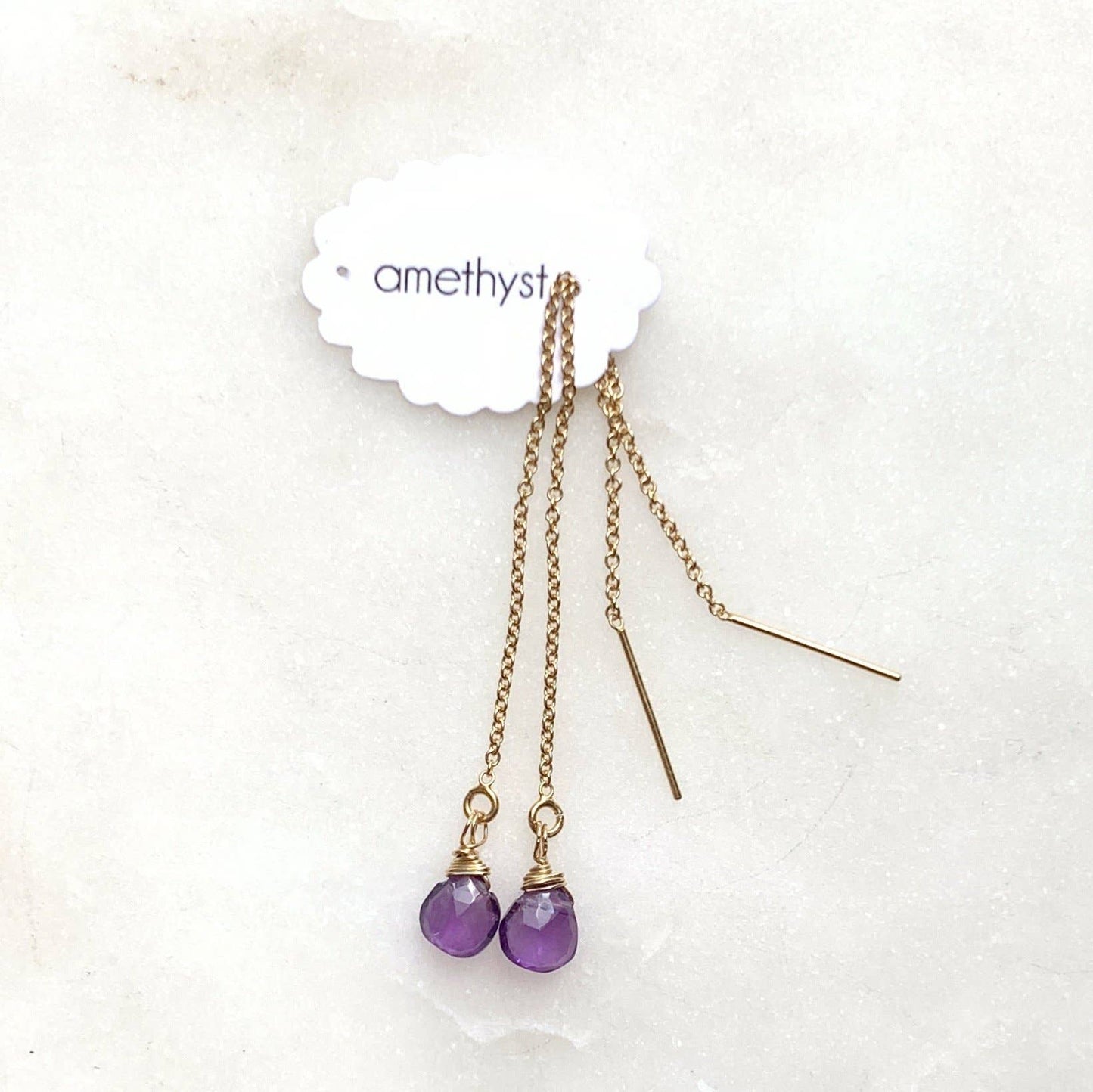 Whisper threaded earrings: Moonstone / Sterling silver