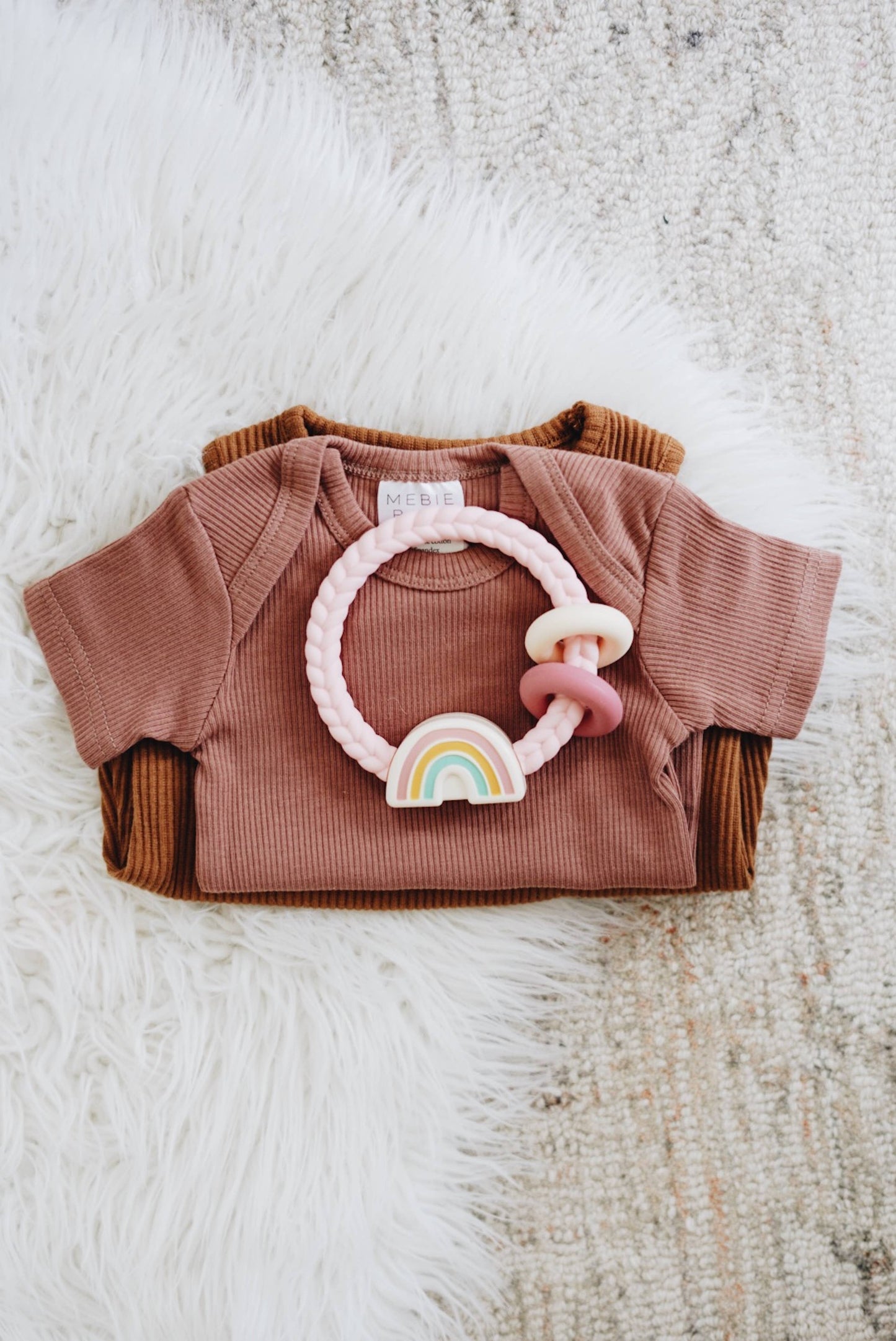 *NEW OPTION* Ritzy Rattle™ Silicone Teether Rattles: Highland Cow