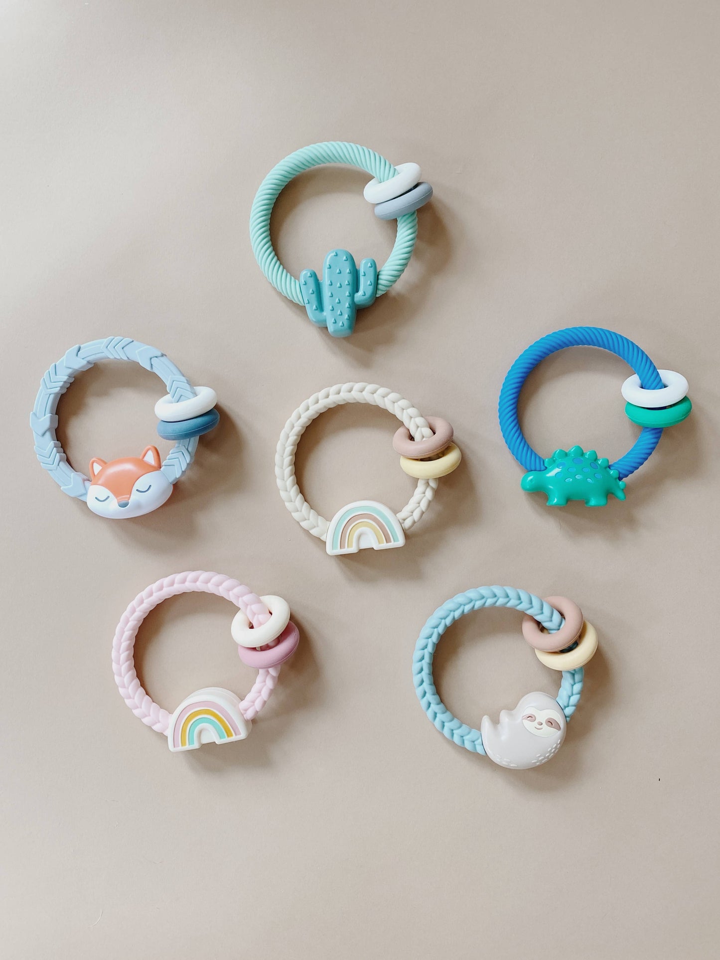 *NEW OPTION* Ritzy Rattle™ Silicone Teether Rattles: Highland Cow