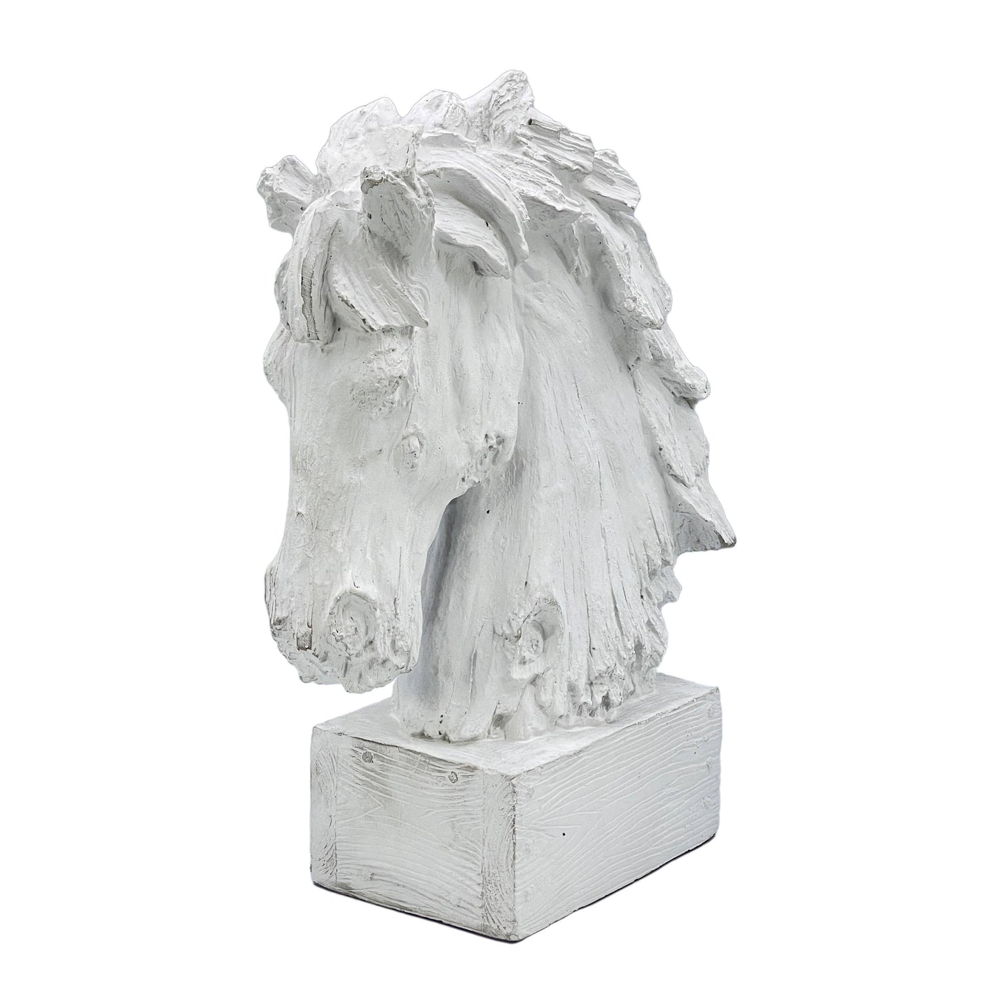 18" Horsehead Wood-Like Carving Statue Centerpiece: Beige
