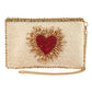 Heart Burst Beaded Red Heart with Ivory Crossbody Phone Bag