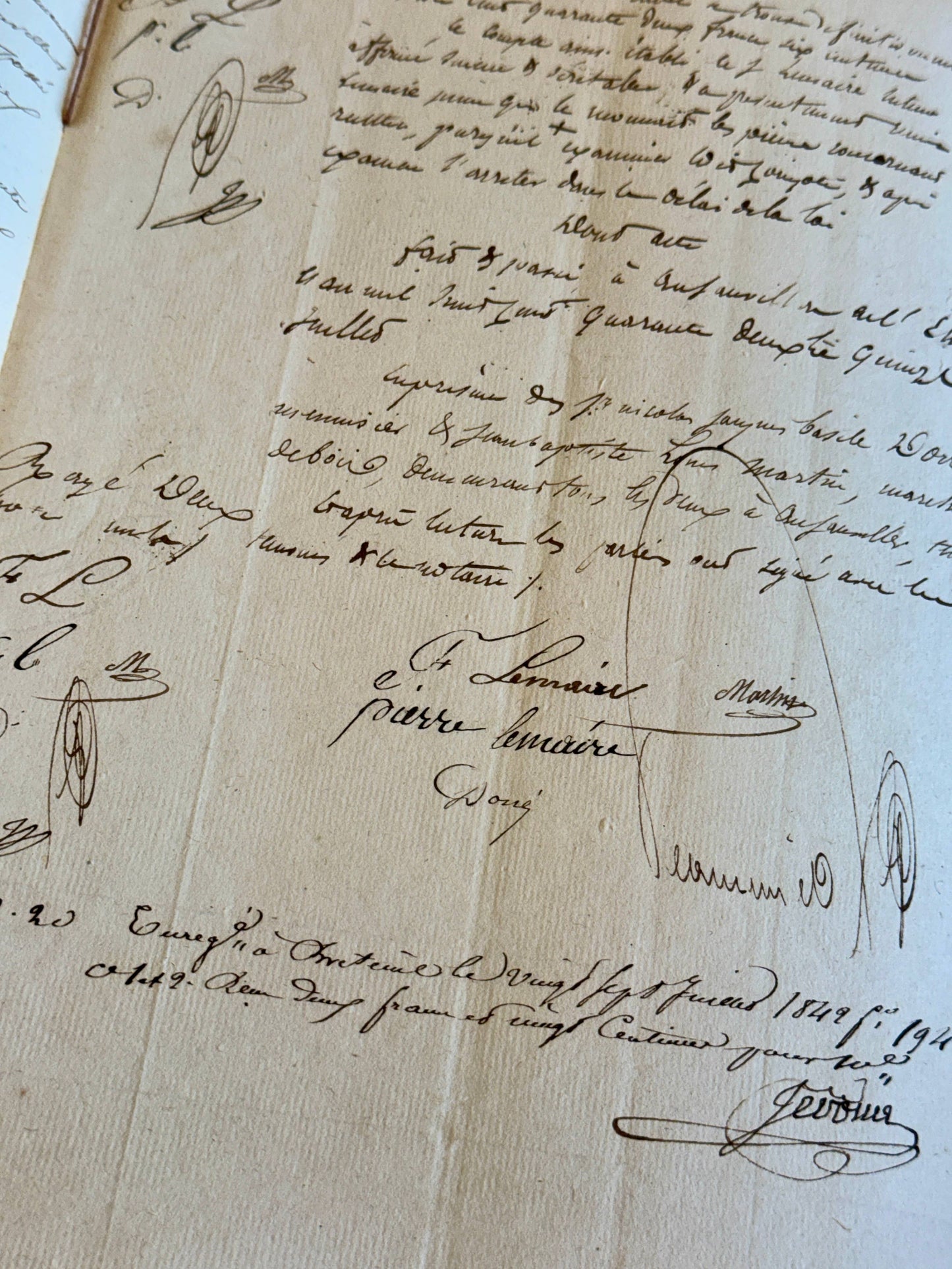 Antique 1840s French Calligraphy Pages