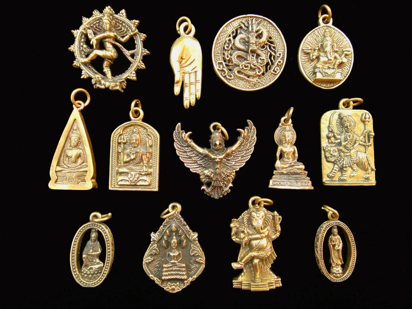 Brass Deity Pendants - 10 pc Assortment
