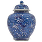 Classic  Floral Ceramic Ginger Jar 10": White & Light Blue
