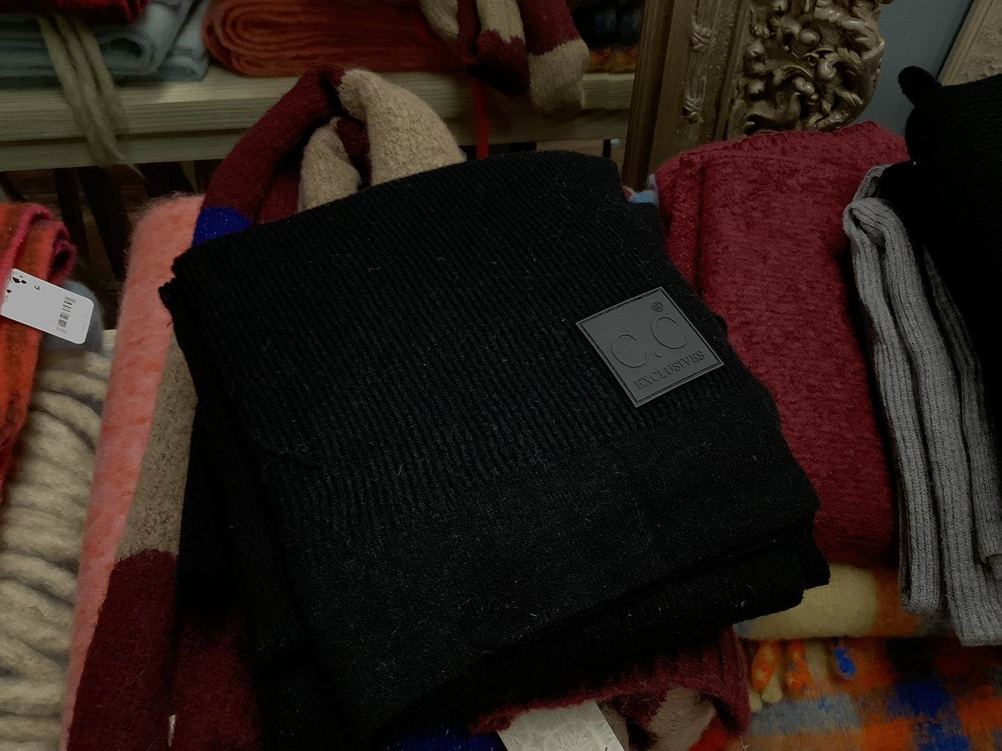 CC Ribbed Knit Scarf