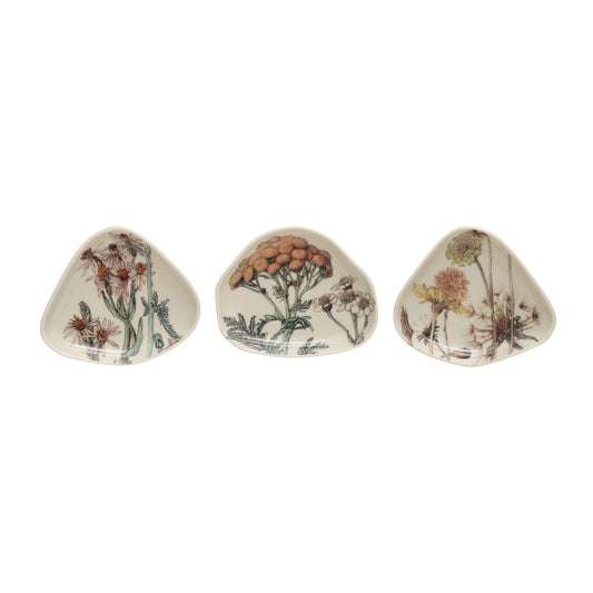Stoneware floral dish