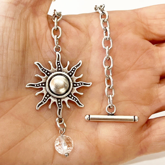 WARRIOR | SUN | Choker & Pendant Necklace: Silver / XS/S 15"