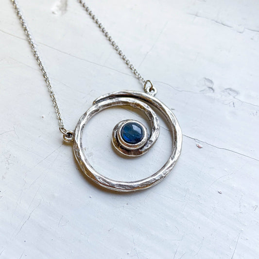 Milky Way Spiral Necklace with Labradorite