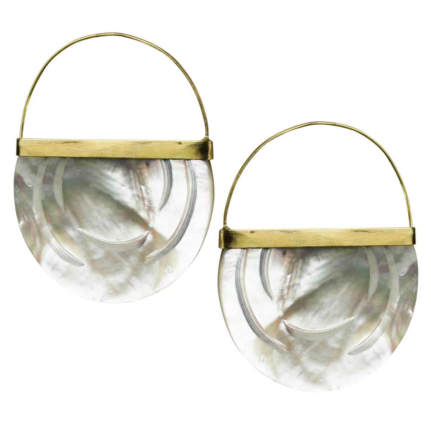 Zahara Earrings, Circle, Mother of Pearl