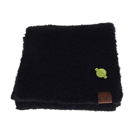 Mixed Tone Boucle C.C Scarf : Black
