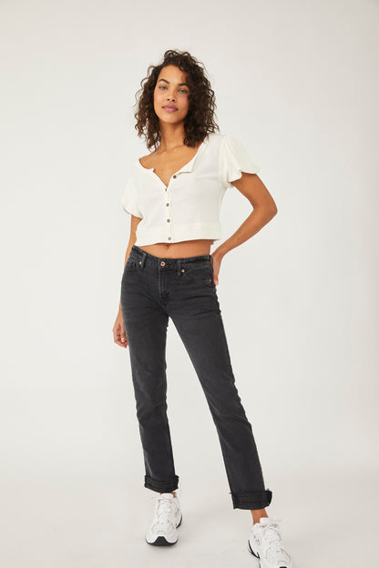 Cuffed Slim Boyfriend Jeans