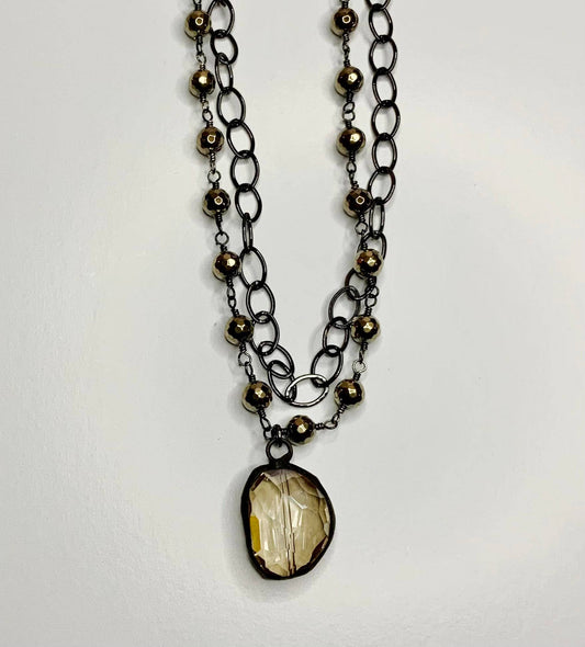 Citrine Double Strand Pendant