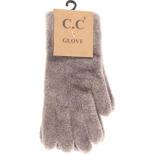 Plush Terry Chenille C.C Gloves GLC0038: Lt. Grey
