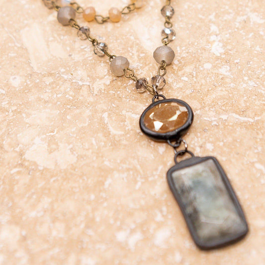 Gray Harper Stone Beaded Necklace, Beaded Choker
