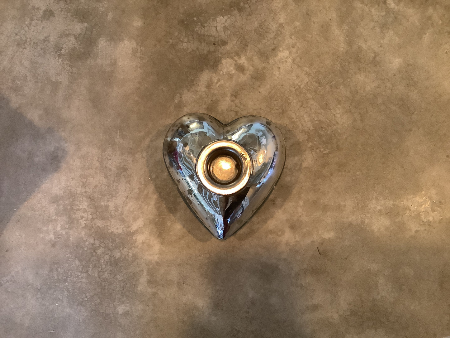 Mercury Glass Taper Holder Heart